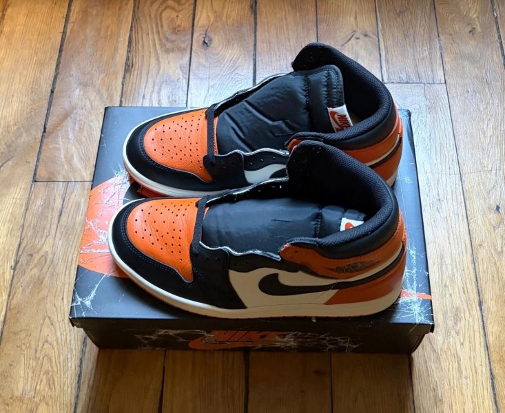 Jordan 1 retro high OG shattered backboard 2025 orange white black 43