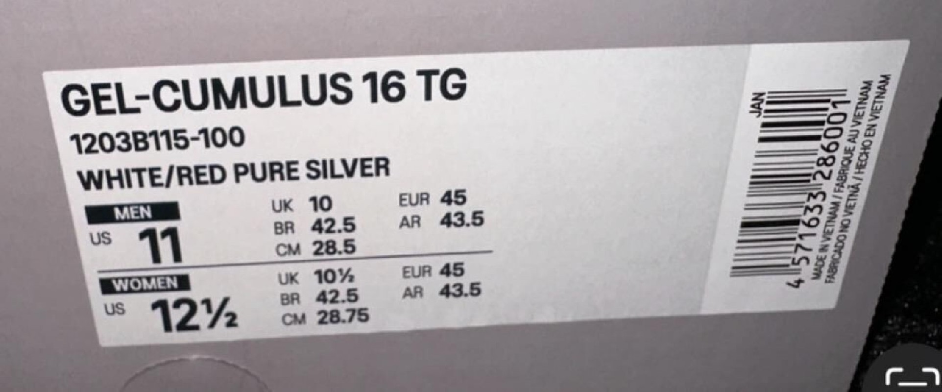 Gel-Cumulus 16 TOGA White Red Pure Silver 2