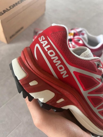 Salomon XT6 red lava falls white silver strawberry