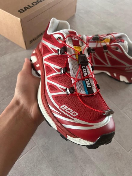 Salomon XT6 red lava falls white silver strawberry