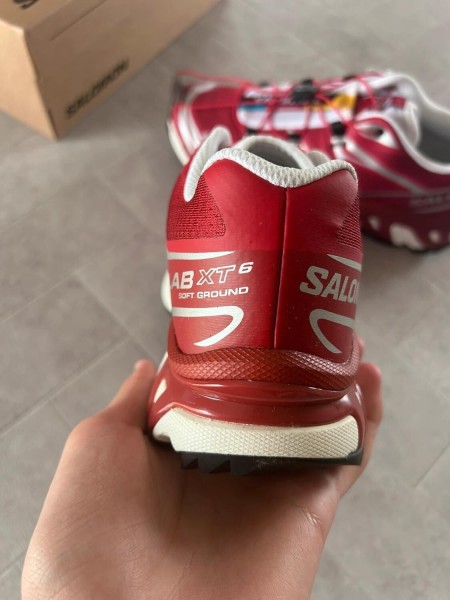 Salomon XT6 red lava falls white silver strawberry