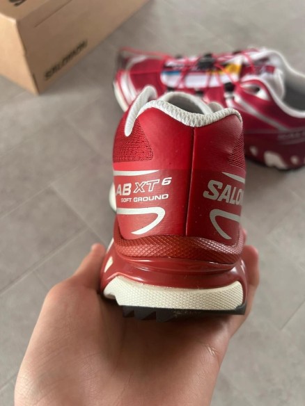 Salomon XT6 red lava falls white silver strawberry