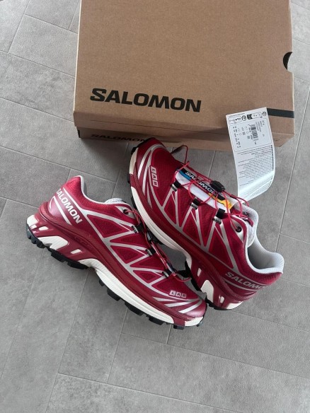 Salomon XT6 red lava falls white silver strawberry