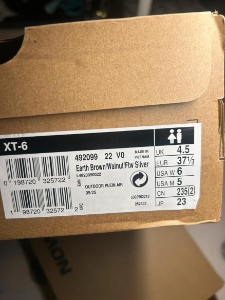 Salomon XT-6 earth brown walnut silver taille 37 1/3